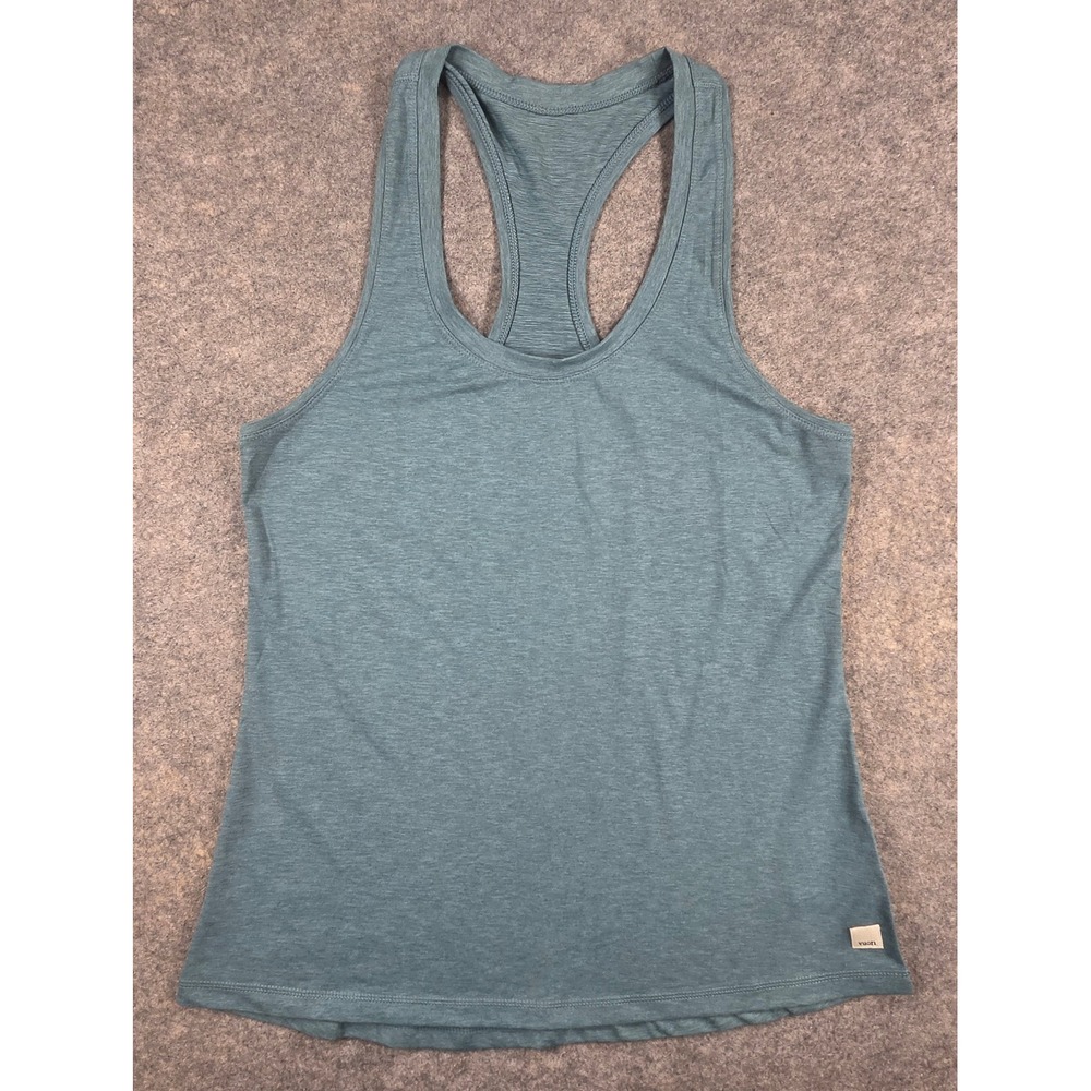 Vuori Lux Performance Tank Top Teal Blue Heather Racerback Shirt VW108 Medium